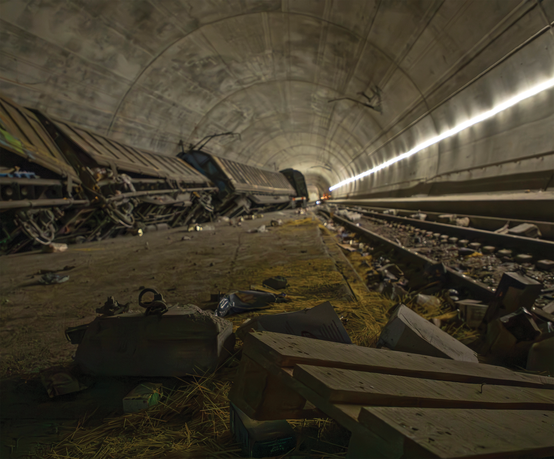 Entgleister Güterzug im Gotthard-Basistunnel