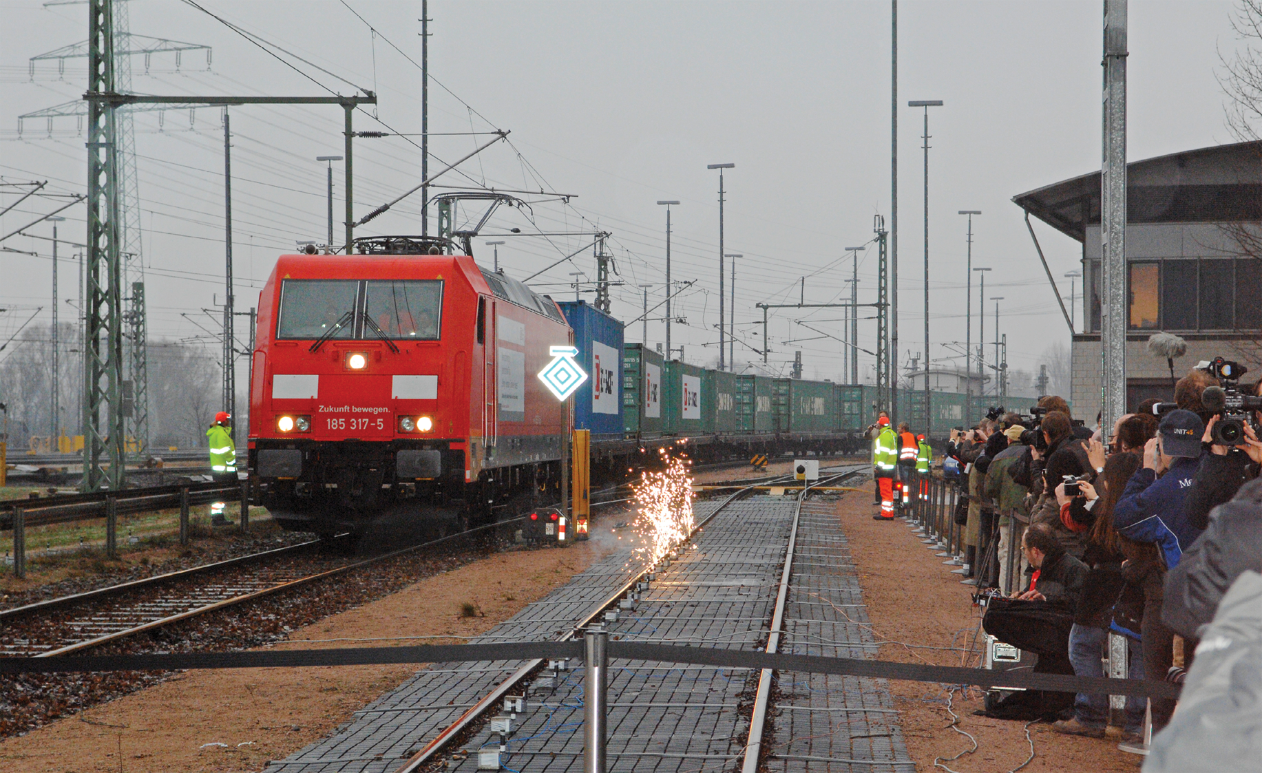 Ankunft eines Containerexpress-Zuges aus Peking in Hamburg (2008)